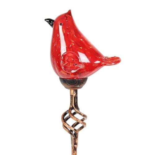 Solar Glass Cardinal Garden Stake