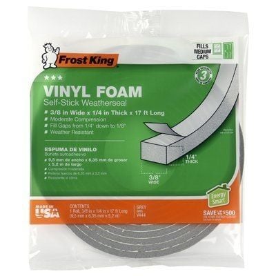 V444H Foam Tape, 3/8 x 1/4", Gray