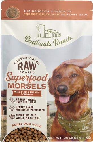Freeze-Dried Raw Coated Superfood Morsels in Fish & Turkey Formula Adult Dog Food - 20 Lb