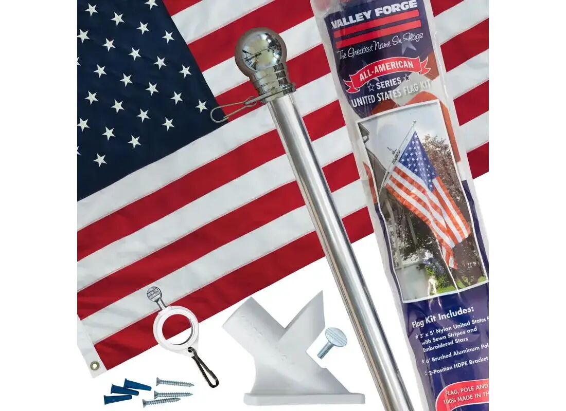 Valley Forge United States Flag Kit with 6' Aluminum Pole and 3' x