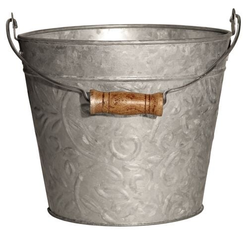 Galvanized Metal Floral Planter with Handle