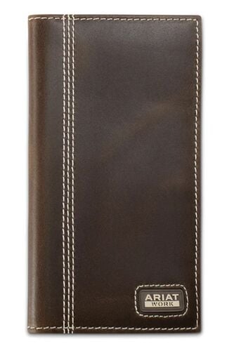 Men's Triple Stitch Leather Rodeo Work Wallet in Brown