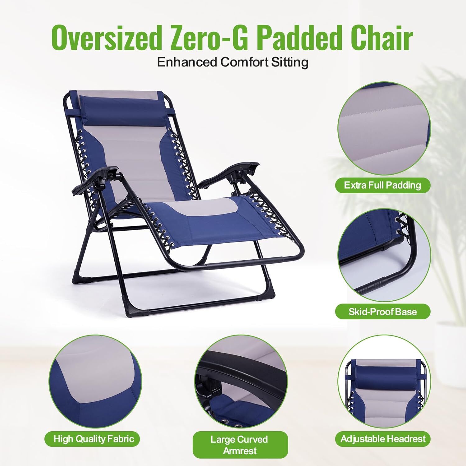 Backyard Expressions Deluxe XL Padded Anti-Gravity Lounger with