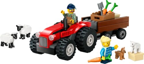 City Red Farm Tractor with Trailer & Sheep