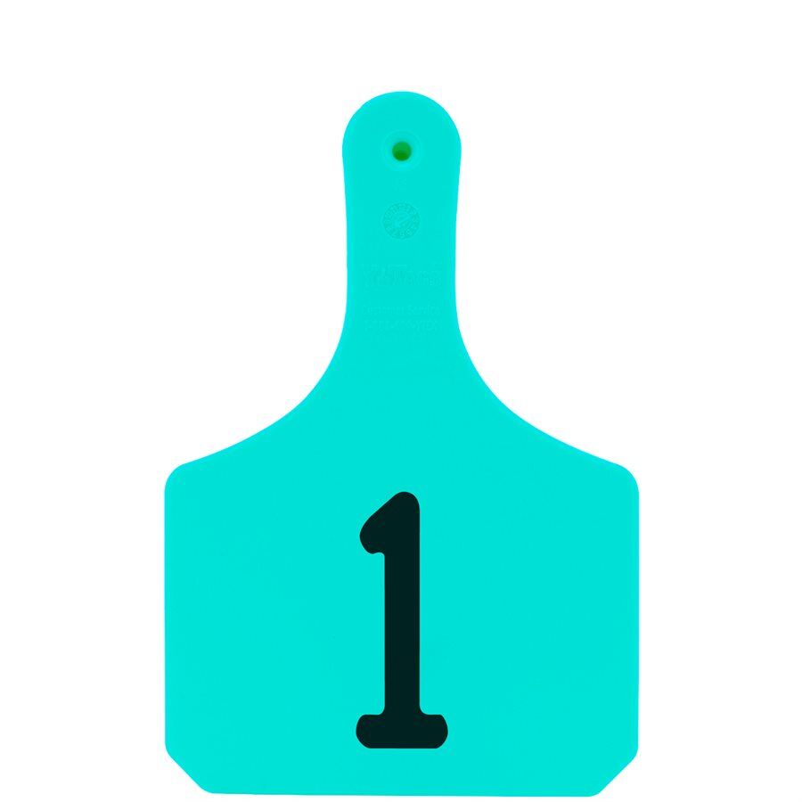 Y-Tex Y-Tags Cow #1-25 1-Piece Tags in Turquoise - 25 Tags