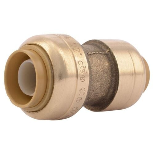 1/2" x 3/8" Push-to-Connect Brass Reducing Coupling Fitting