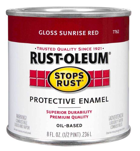 Stops Rust Protective Enamel Paint in Gloss Sunrise Red - 1/2 Pint