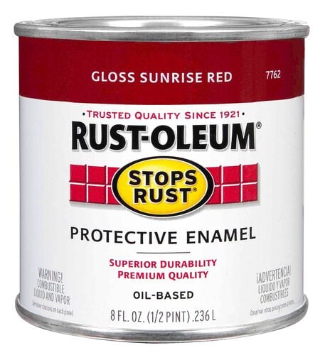 Stops Rust Protective Enamel Paint in Gloss Sunrise Red - 1/2 Pint