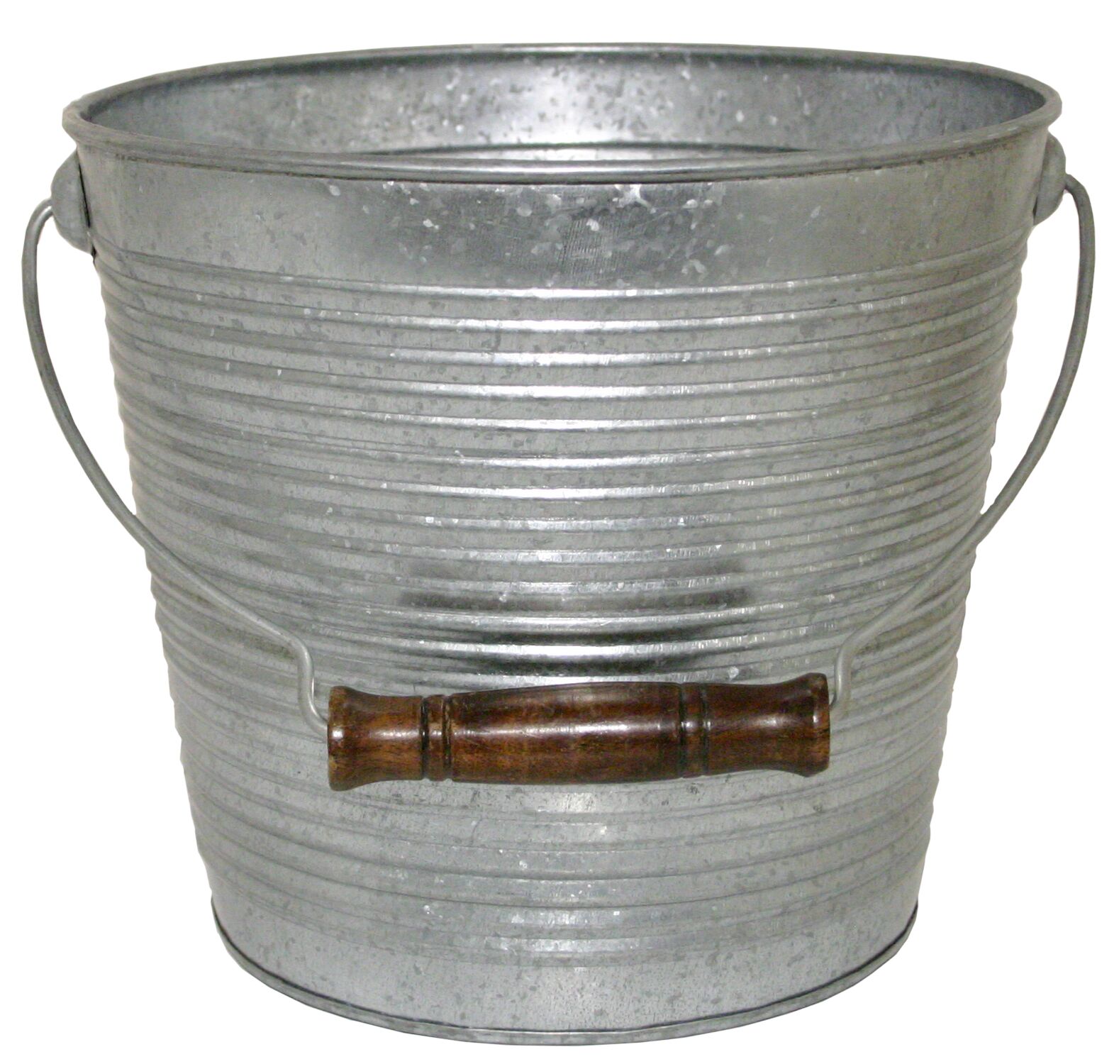 Galvanized Metal Ribbed Planter with Handle