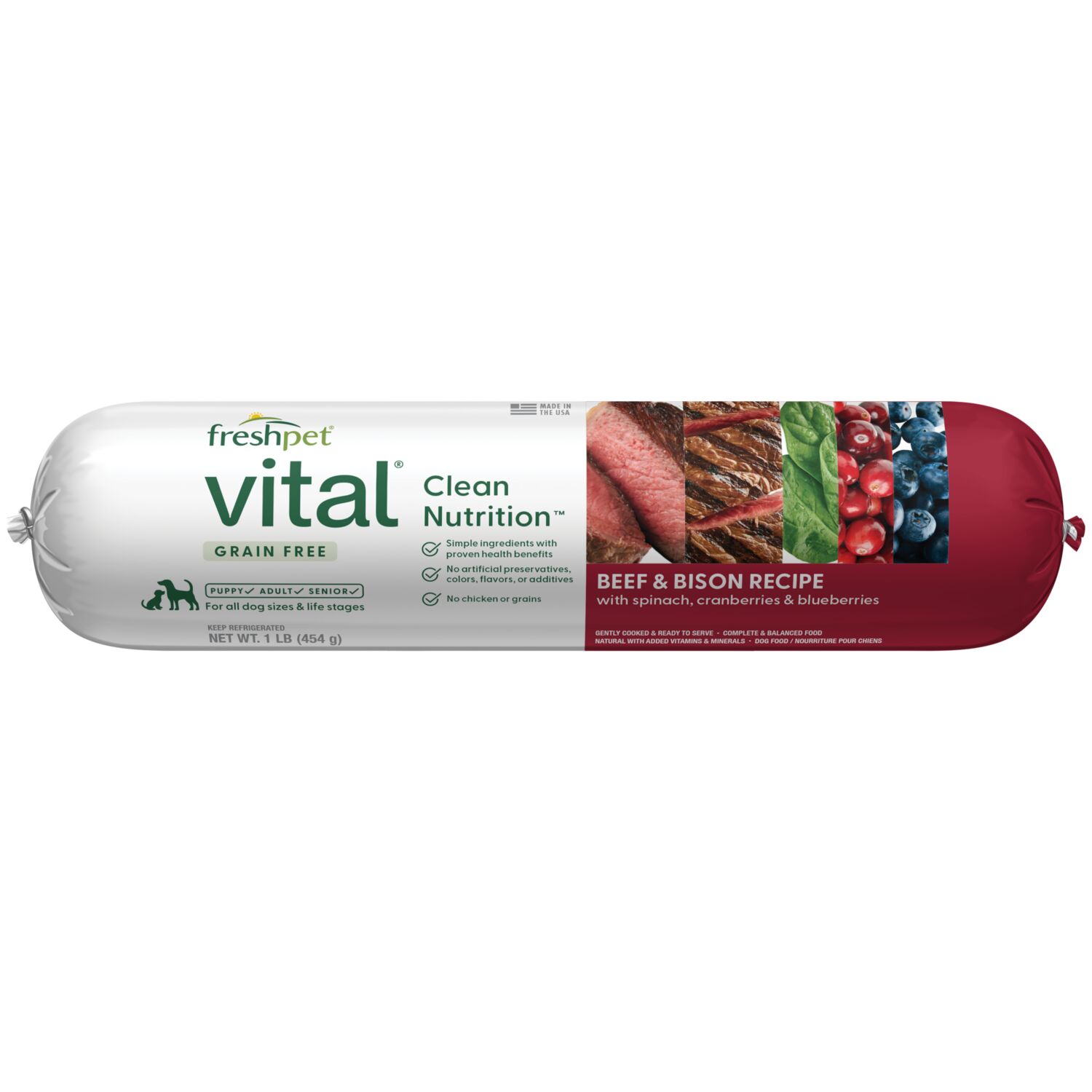 Vital Grain Free Beef & Bison Recipe Fresh Dog Food