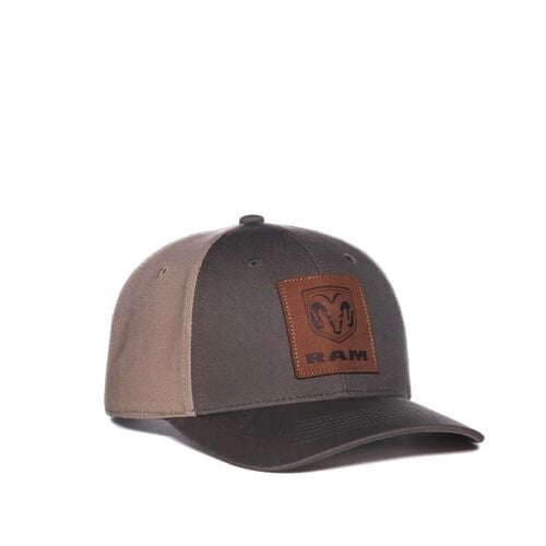 Dodge Ram Leather Patch Cap in Grey
