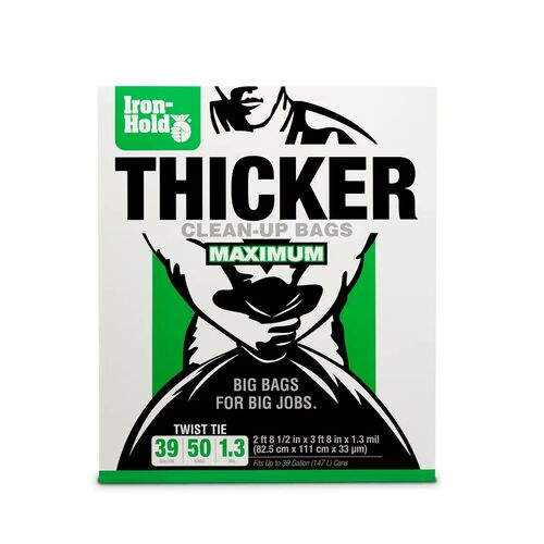 39 Gallon Thicker Clean-Up Twist Tie Bags - 50 Count