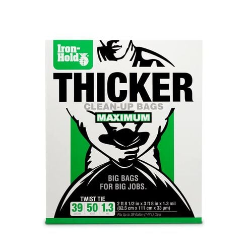 39 Gallon Thicker Clean-Up Twist Tie Bags - 50 Count