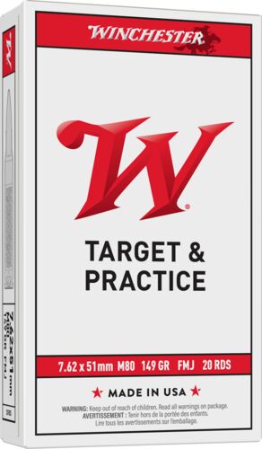 Target & Practice 7.62 x 51 mm 149 Grain FMJ Ammunition - 20 Rounds