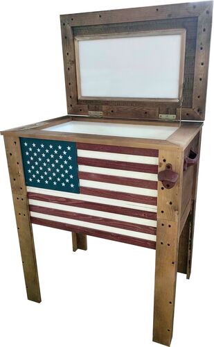 USA Flag Wood Cooler