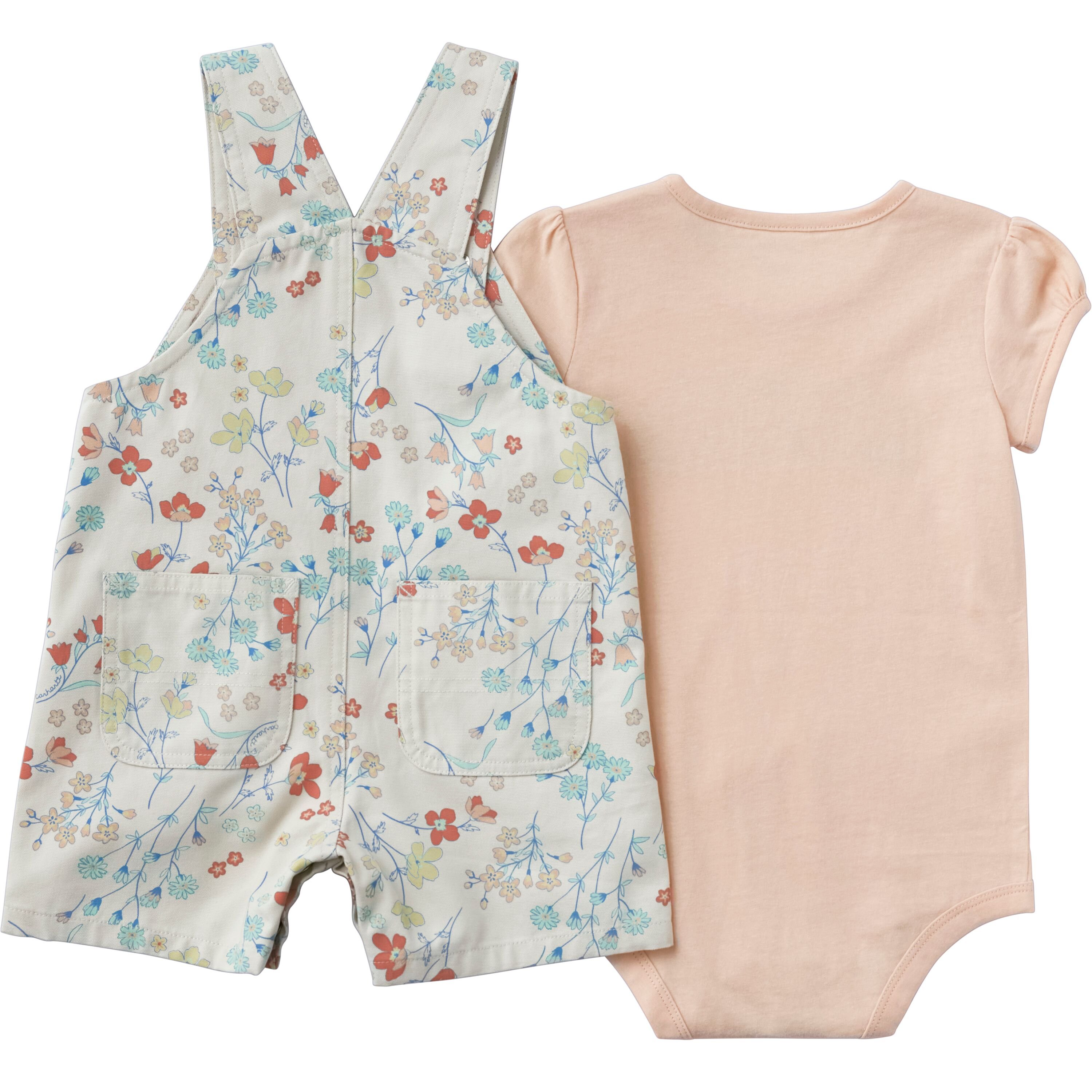 Girls' 2-Piece Short Sleeve Bodysuit & Canvas Shortall Set