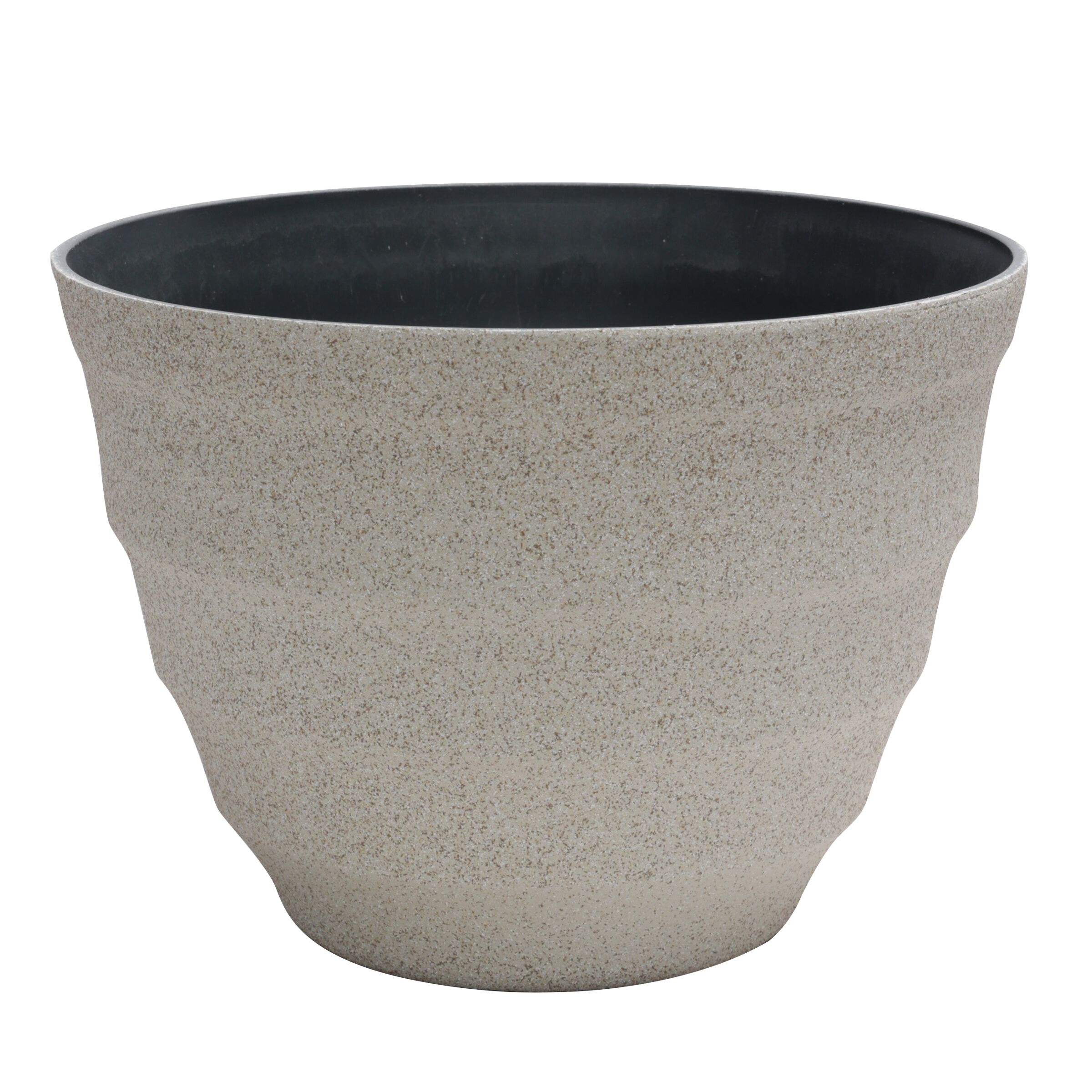 11" Round Striped Stone Finish Planter
