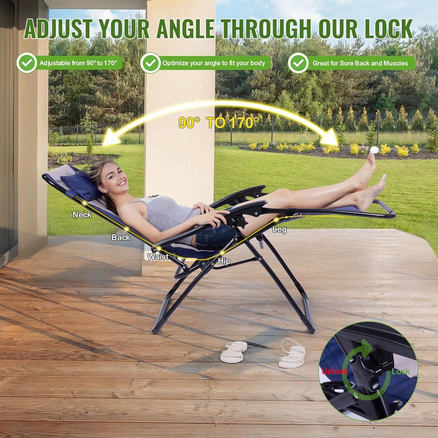 Backyard Expressions Deluxe XL Padded Anti-Gravity Lounger with
