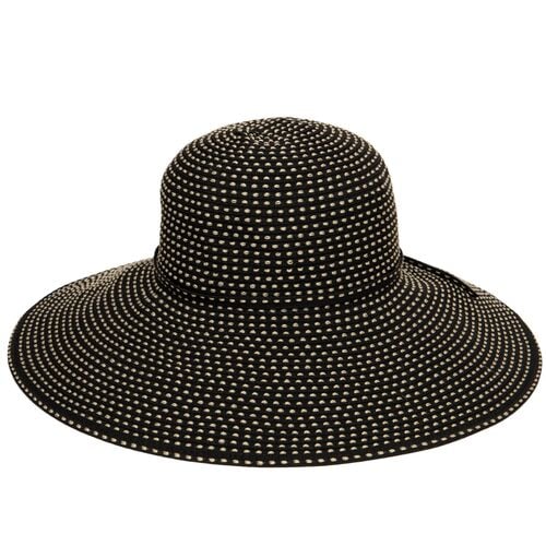 Women's Ribbon Braid Hat with Ticking in Black
