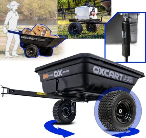 PRO-Grade Crewman Lift-Assist & Swivel Dump Cart with Run-Flat ATV-Grade MAG Tires, 15-17 Cubic Feet