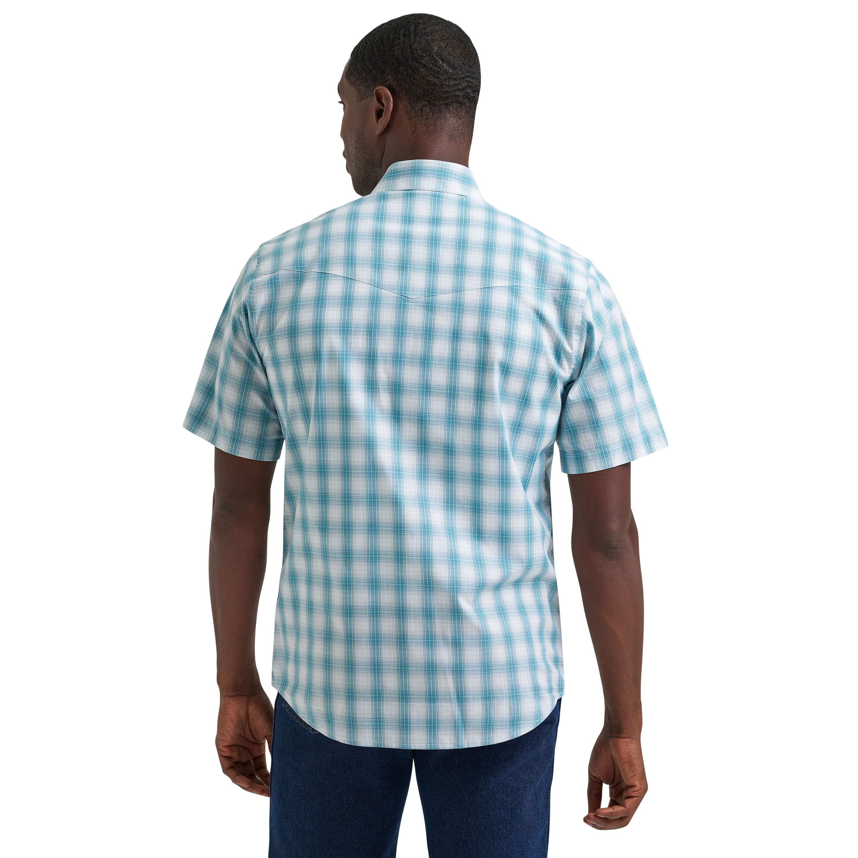 Men's Wrinkle Resist Short Sleeve Western Snap Plaid Shirt