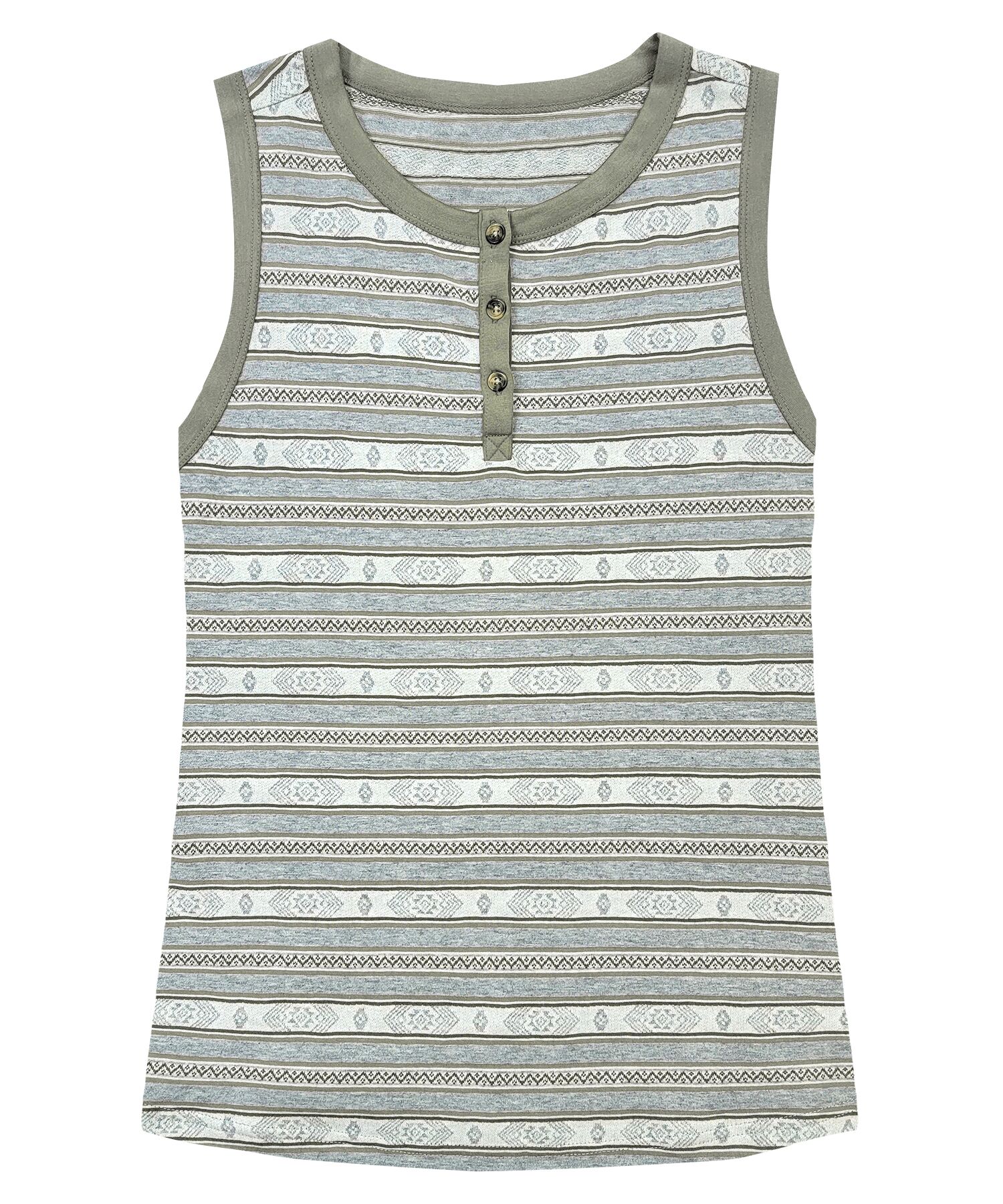Women's Striped Sleeveless Henley