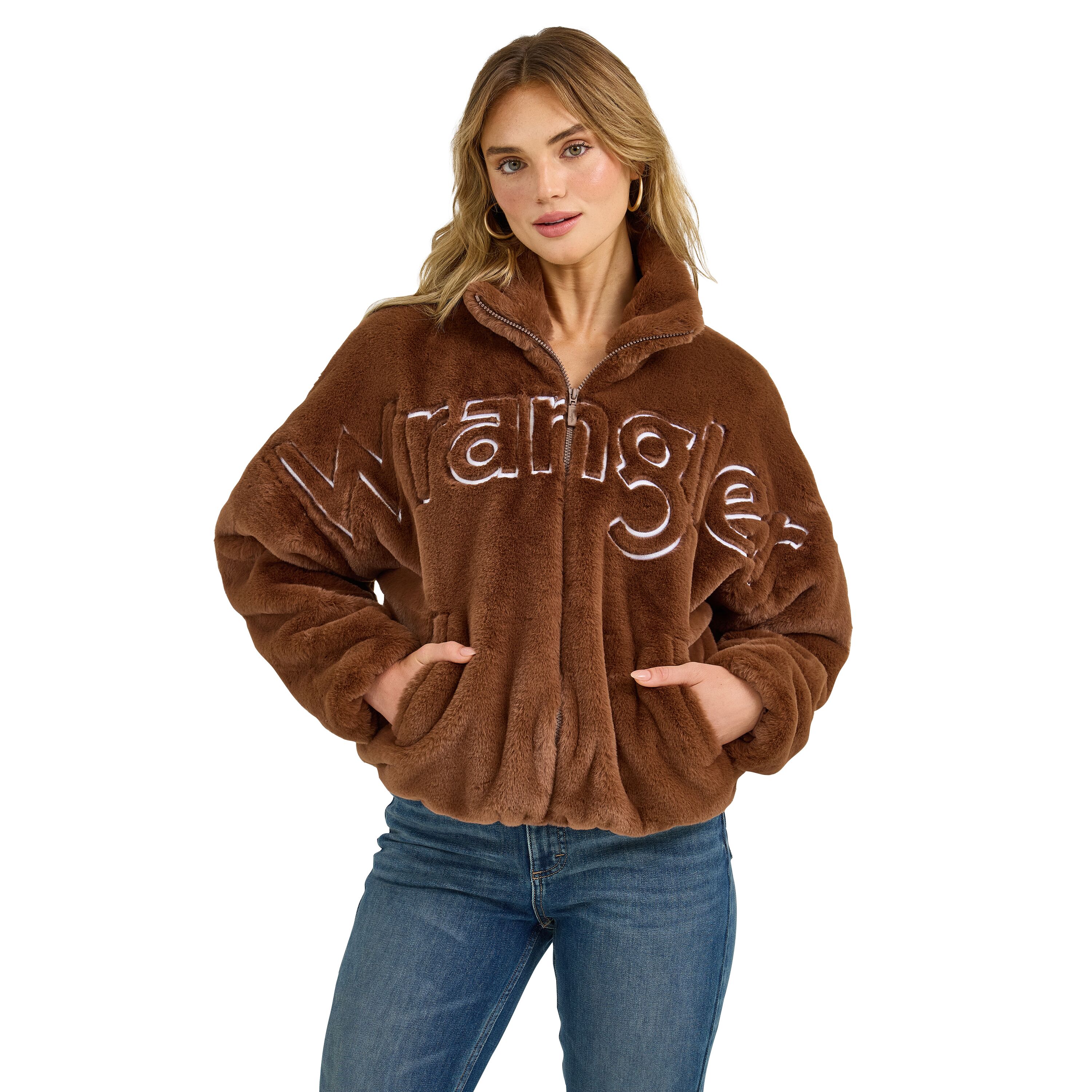 Wrangler Women's Wrangler Logo Fuzzy Zip Jacket