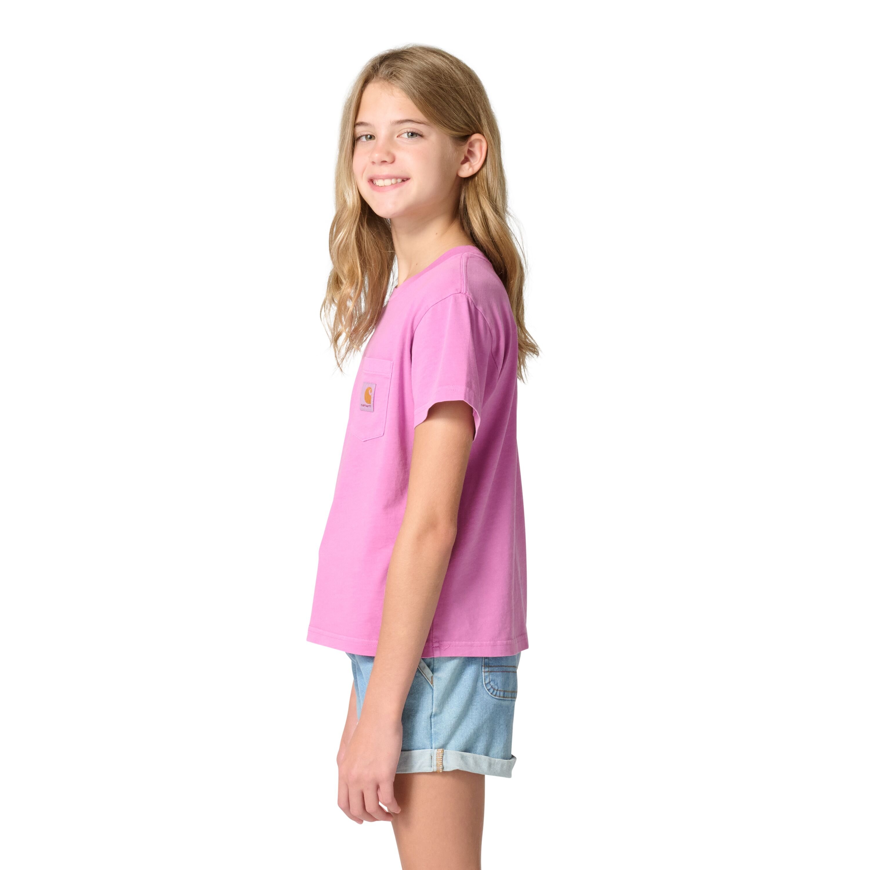 Girls' Short Sleeve Re-Engineered Garment Dye Pocket T-Shirt