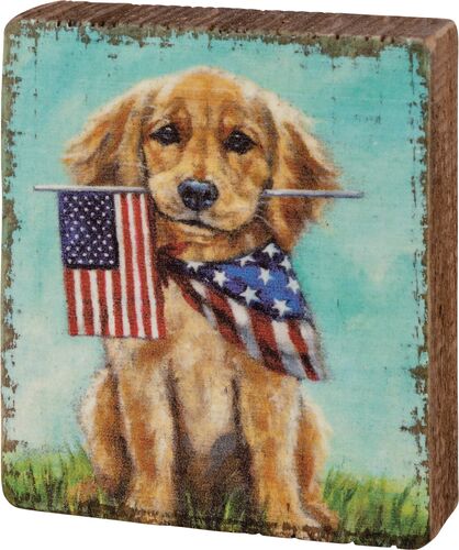 Puppy Flags Block Sign