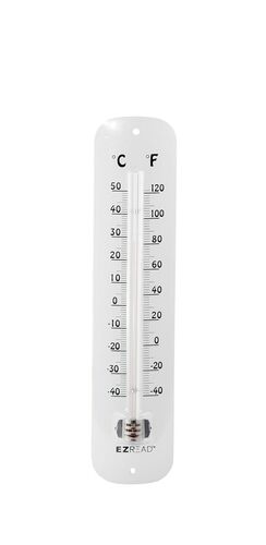 12" Metal Thermometer in White