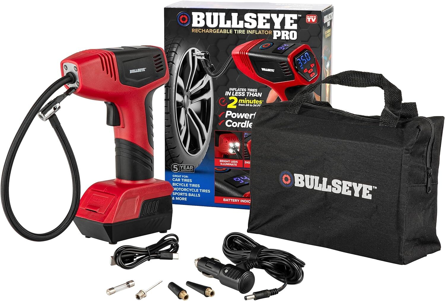 Bullseye Pro Digital Tire Inflator Air Compressor Bullseye Pro Maxデジタルタイヤインフレーターブルズアイ圧力計エアリチウムイオン1745-BAT 9475B-BAT