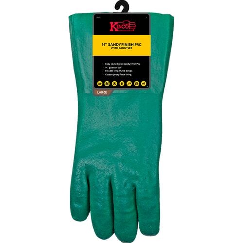 14" PVC Gauntlet Gloves with Sandy Finish