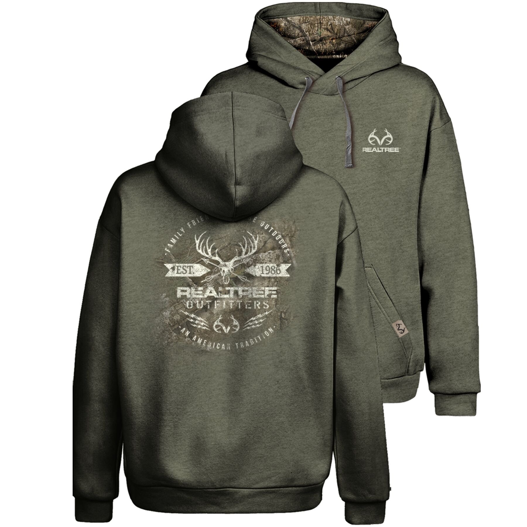Sweat à capuche homme Realtree pêche performance manches longues gris