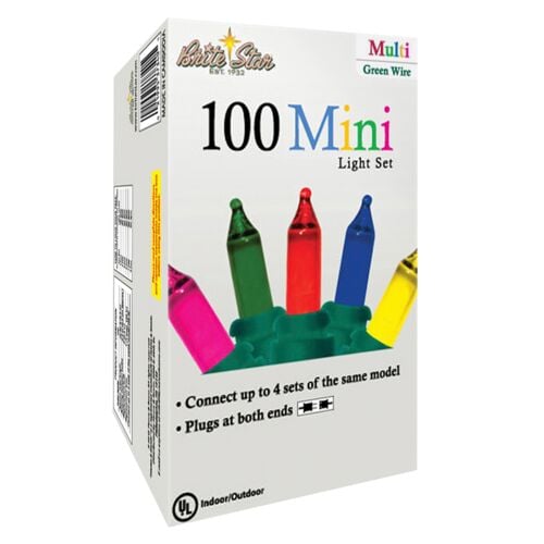 100-Count Mini Light Set in Multi/Green Wire
