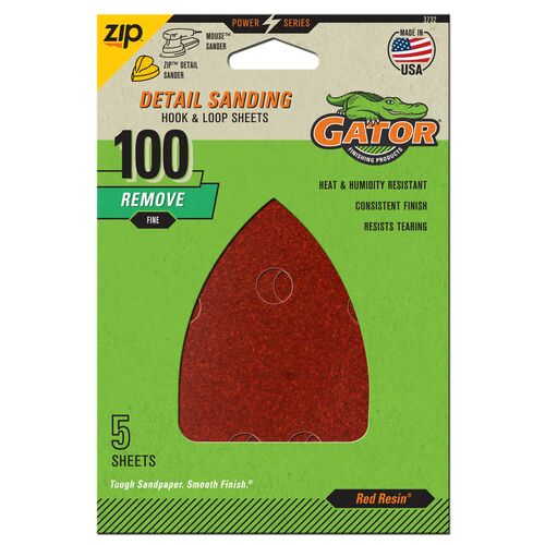 Mouse Sander Detail Sanding Hook & Loop Sheets 5-Pack - 100 Grit