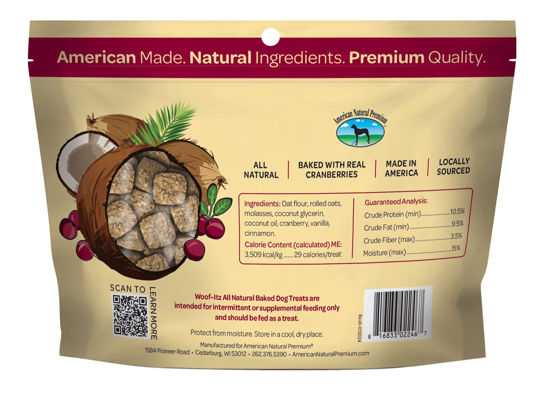 American Natural Premium Woof Itz Cravin' Coconut Cranberry - 8 oz