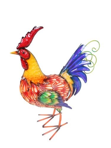 20" Metal Rooster in Bright Colors    