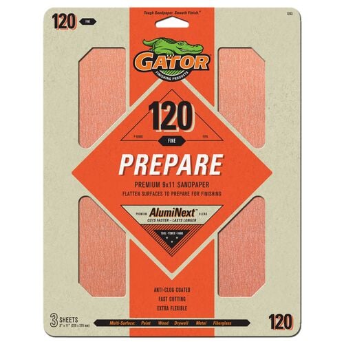 9" x 11" Premium Sandpaper 3-Pack - 120 Grit