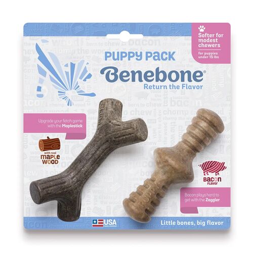 Puppy Pack Maplestick & Bacon Durable Dog Toys - Tiny