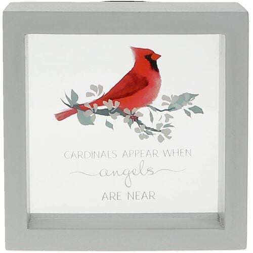 5" x 5" Framed Glass Plaque - Cardinals Appear