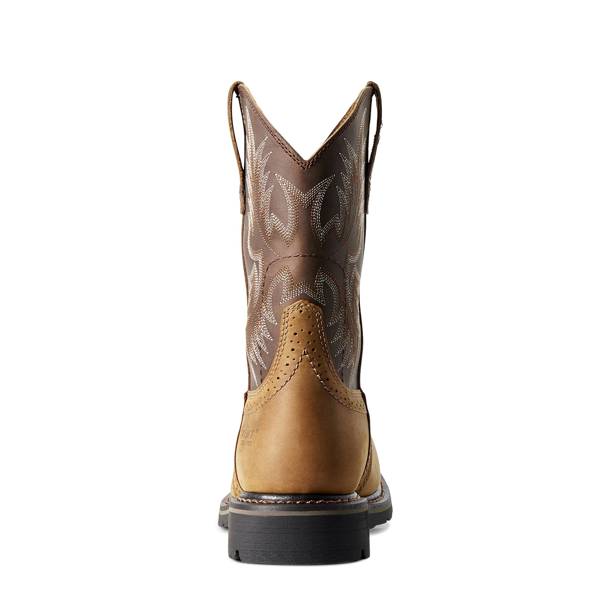 Men's Sierra Wide Square Toe Steel Toe Work Boot in Aged Bark
