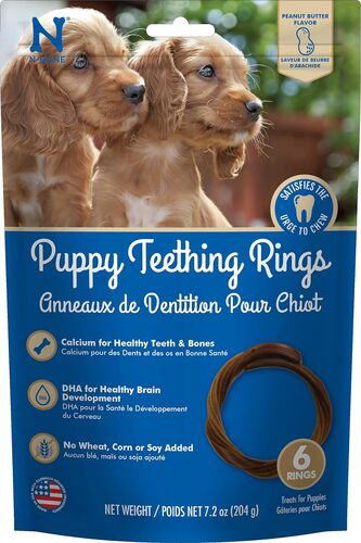 Puppy Teething Rings Peanut Butter Flavor Dog Treats - 6 Count
