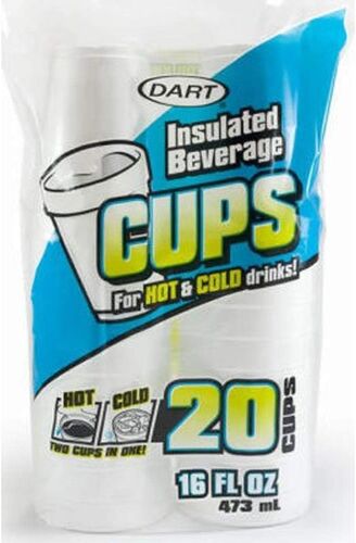 20-Pack Insulated Beverage Foam Cups - 16 oz