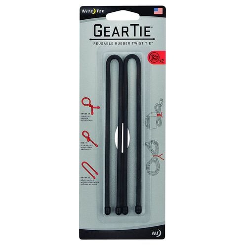 18" Black Gear Twist Tie - 2 ct
