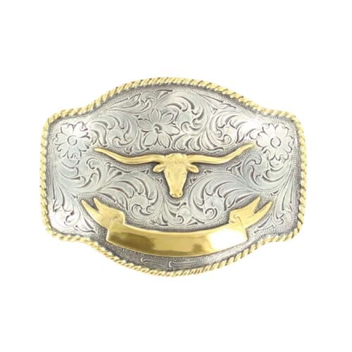 Men's Longhorn With Ribbon Belt Buckle