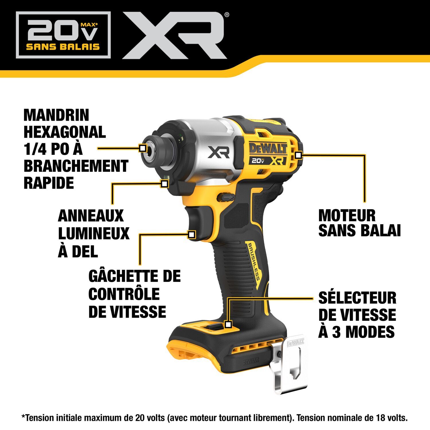 Dewalt 20V MAX* XR 3-Speed Impact 1/4