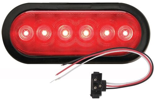 LED Oval Stop/turn/tail Light With Grommet And Plug Red 6"