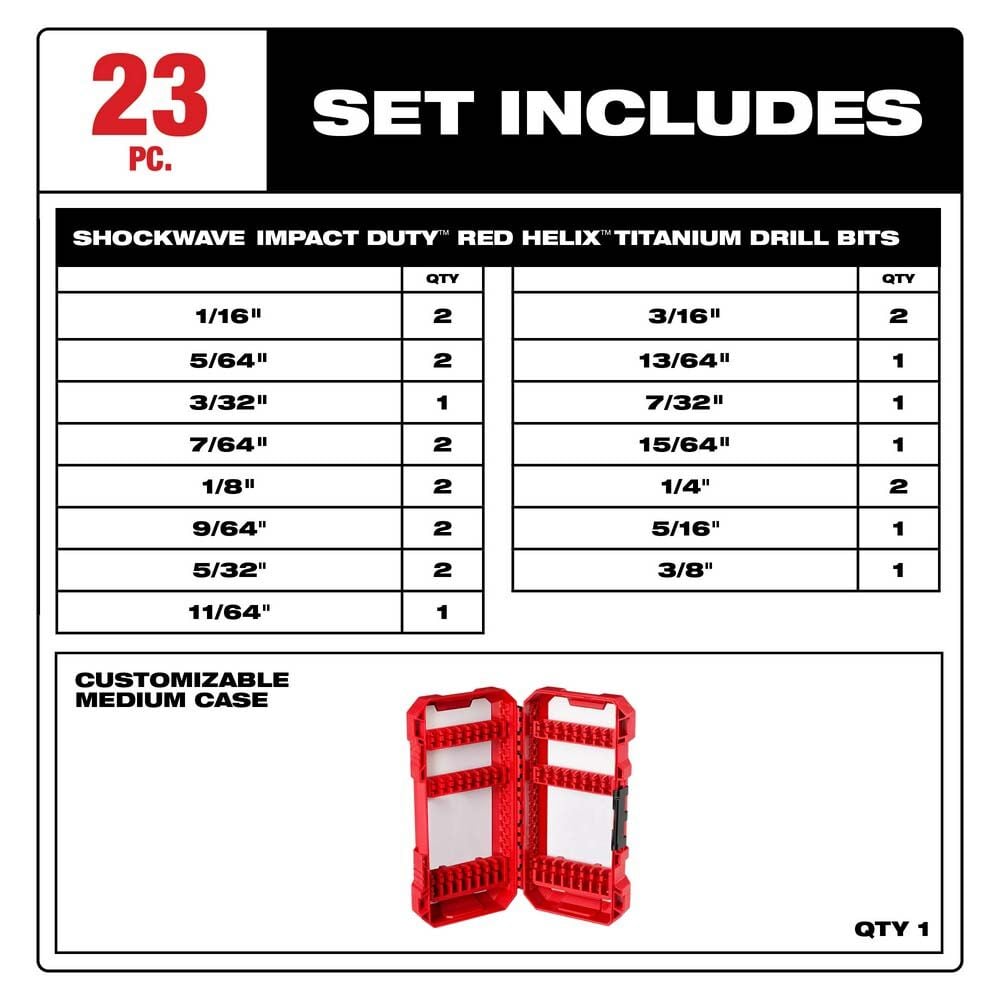 Milwaukee Shockwave Titanium Drill Bit Set - 23 Piece