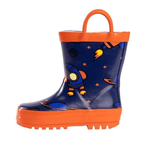 Boy's Blue Rocket Ship Rain Boot - Assorted Sizes 11-3