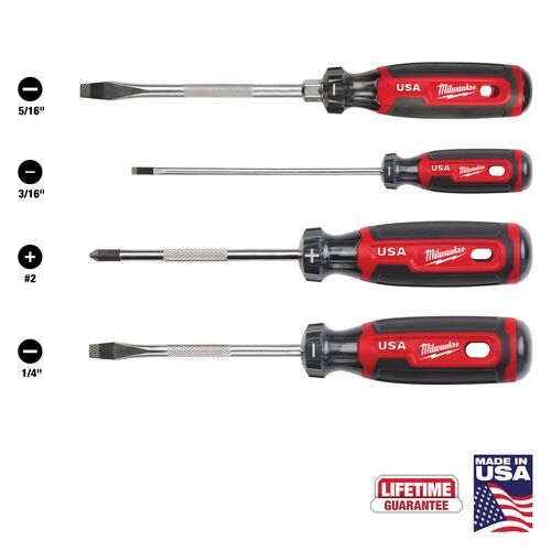 4-Piece Cushion Grip Screwdriver Set (USA)
